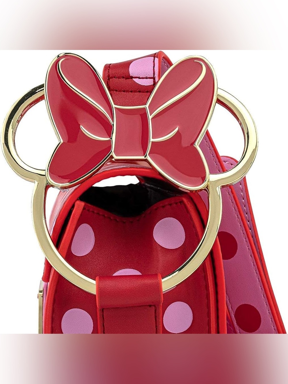 NEW Loungefly X Disney Minnie Mouse Pink Polka Dot Bow Strap Crossbody - Picture 4 of 16